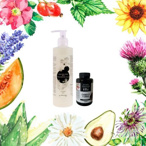 Champú Morriña de Tromentelo + TRASDEZA cápsulas cabello y uñas - PACK Anticaída Capilar Herbolario Bio