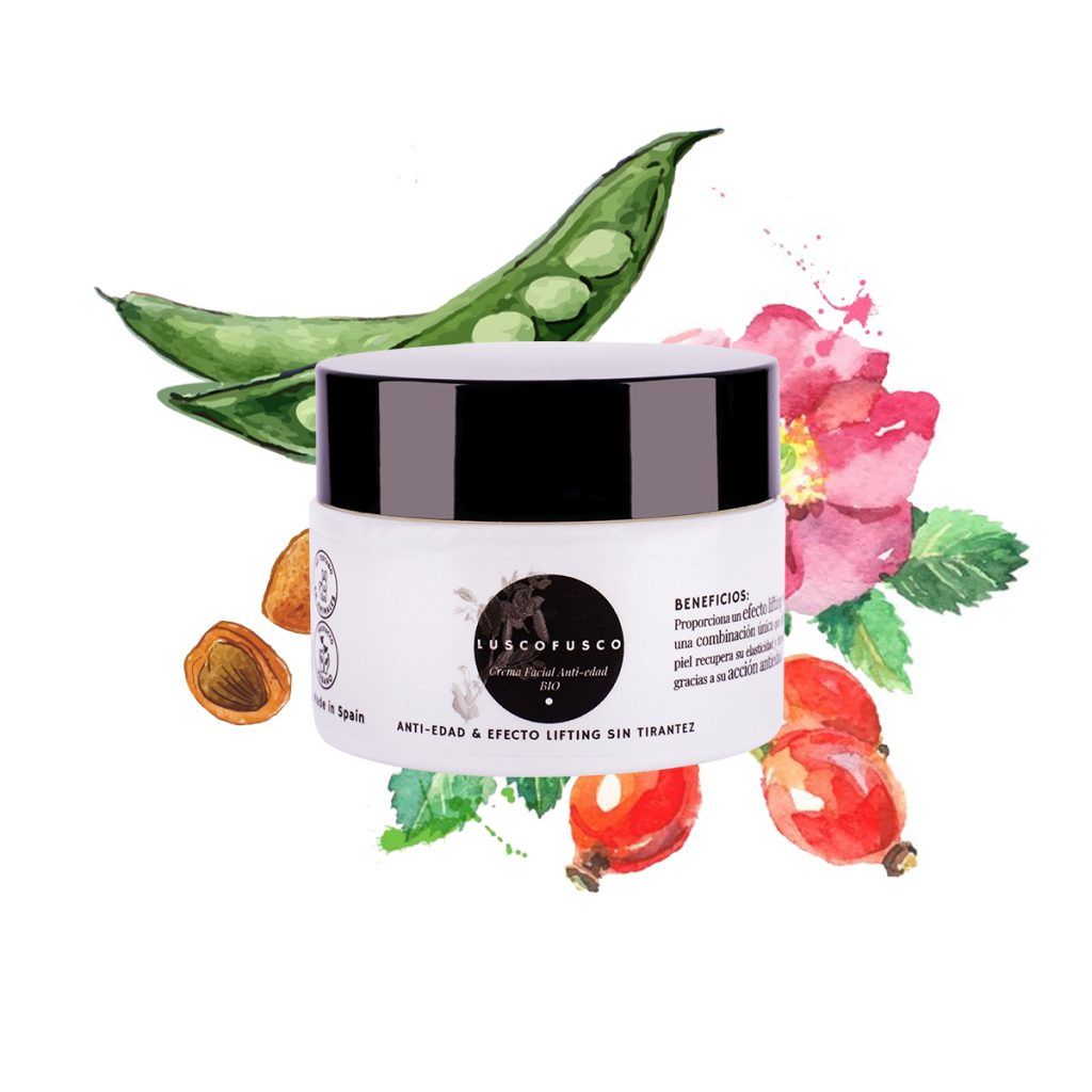 crema facial anti-edad de cosmética natural certificada