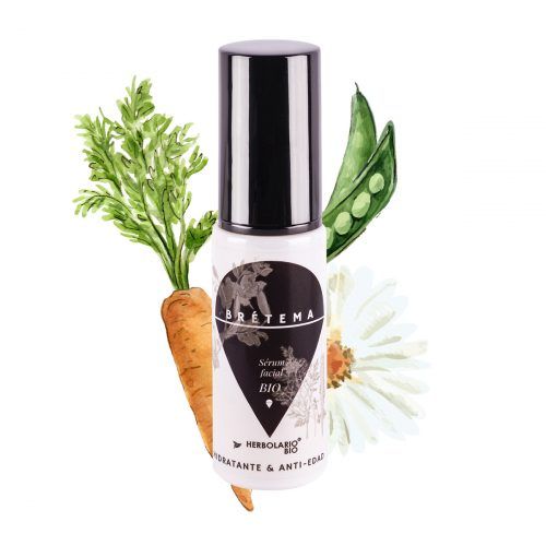 Sérum facial anti-edad, cosmética natural vegana sostenible
