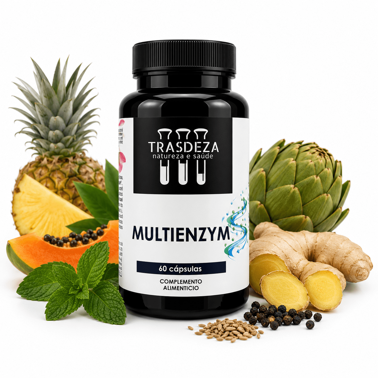 MultiEnzym Enzimas Digestivas para Digestiones Pesadas, Gases y Lactosa Trasdeza
